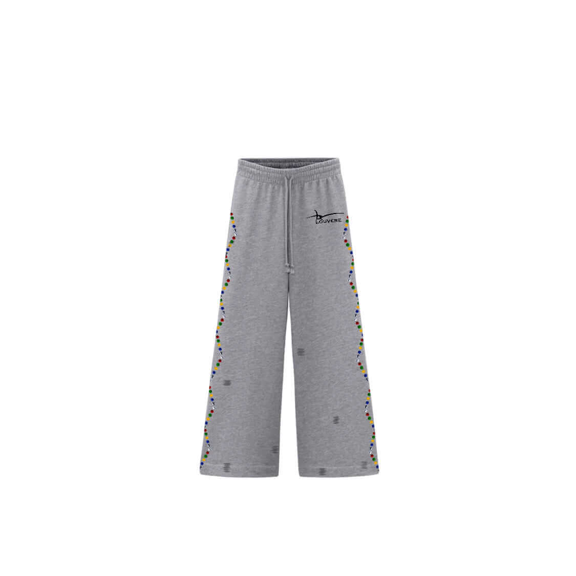 Louvere Claw Stone Sweats in light grey with colorful side accents and high-quality fabric for unique style.